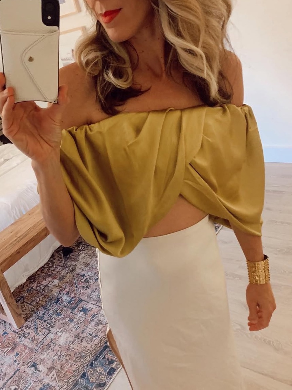 ASOS satin set mustard